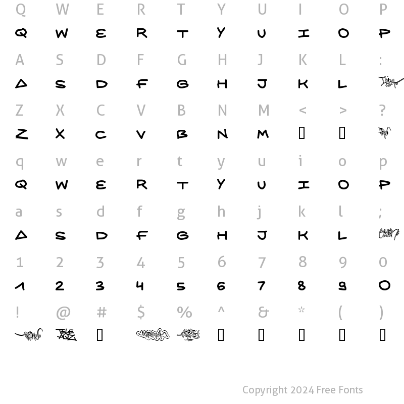 Character Map of AQZ crew Regular