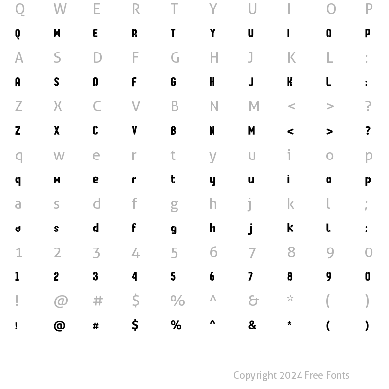 Character Map of Ara Alm Bon Regular