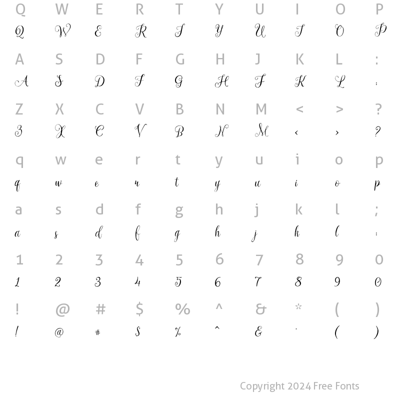 Character Map of arabella Italic