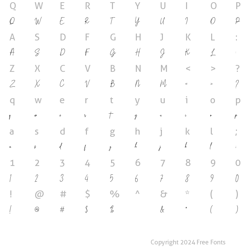 Character Map of Arabellia Signature Regular