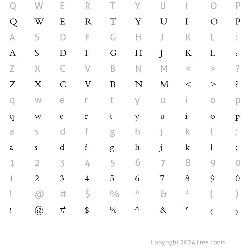 Character Map of Arabic Ejaza Regular