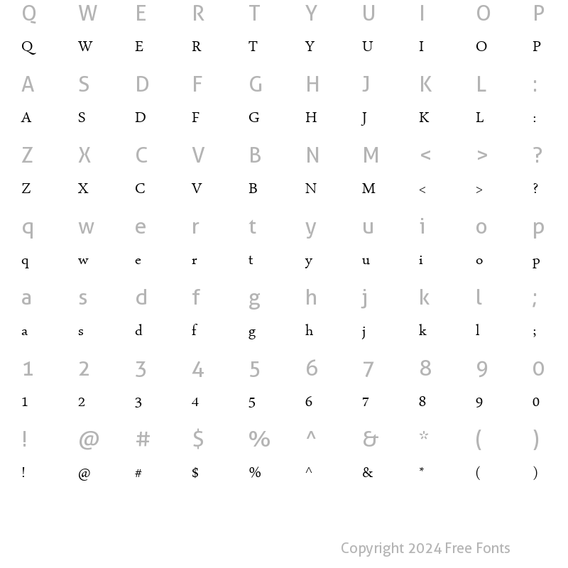 Character Map of Arabic Typesetting Regular