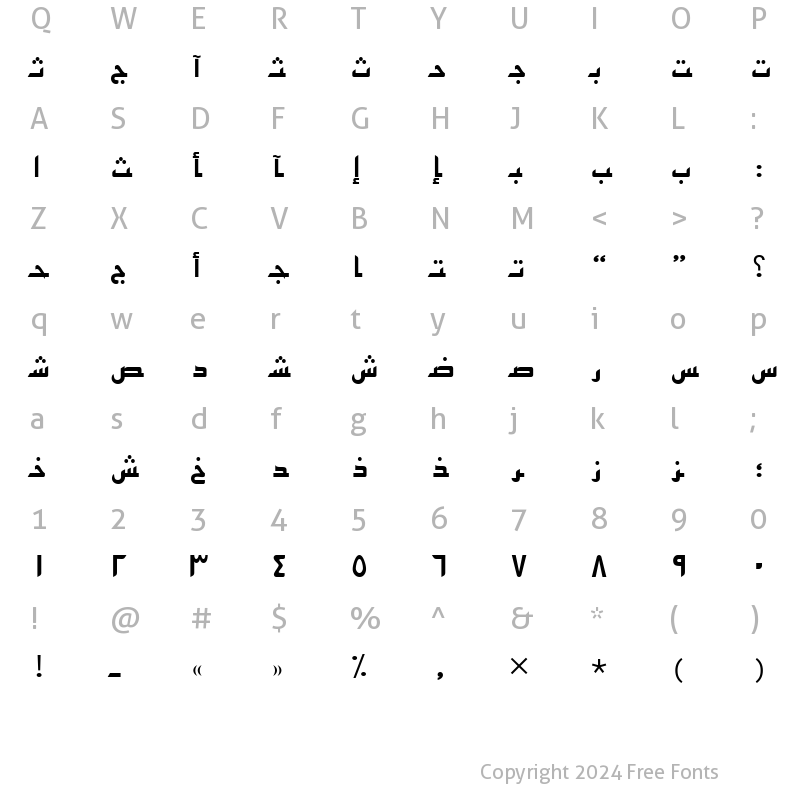 Character Map of ArabicKufiSSK Bold