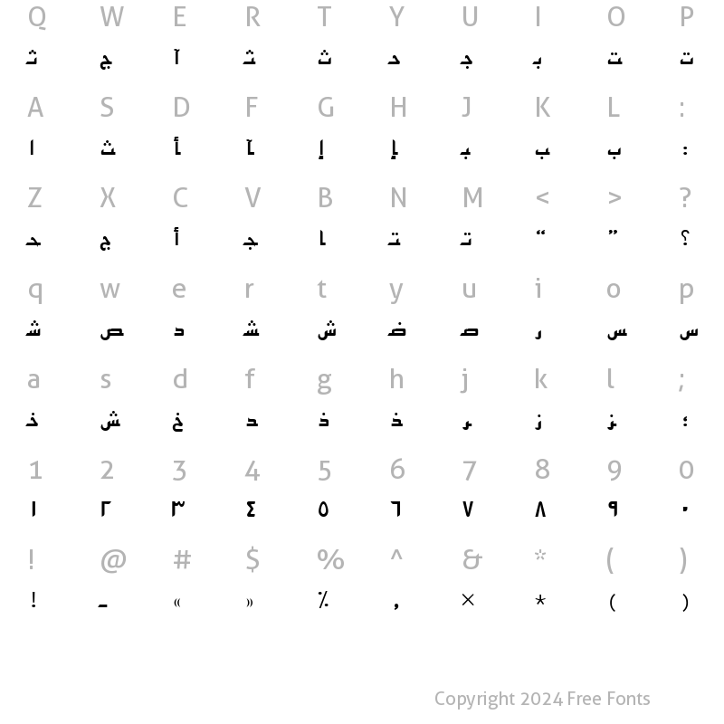 Character Map of ArabicKufiSSK Regular