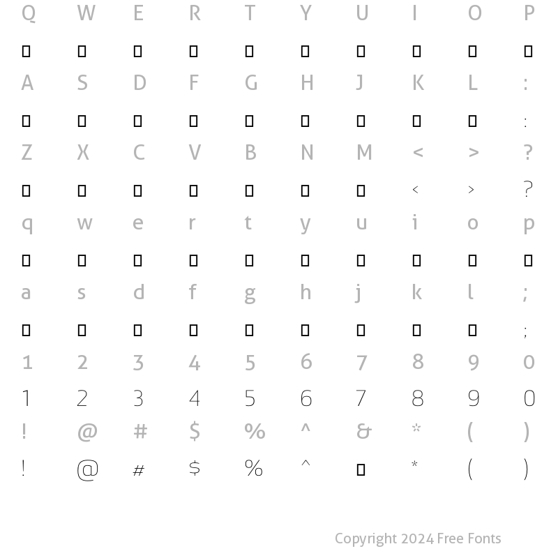 Character Map of ArabicModern Light