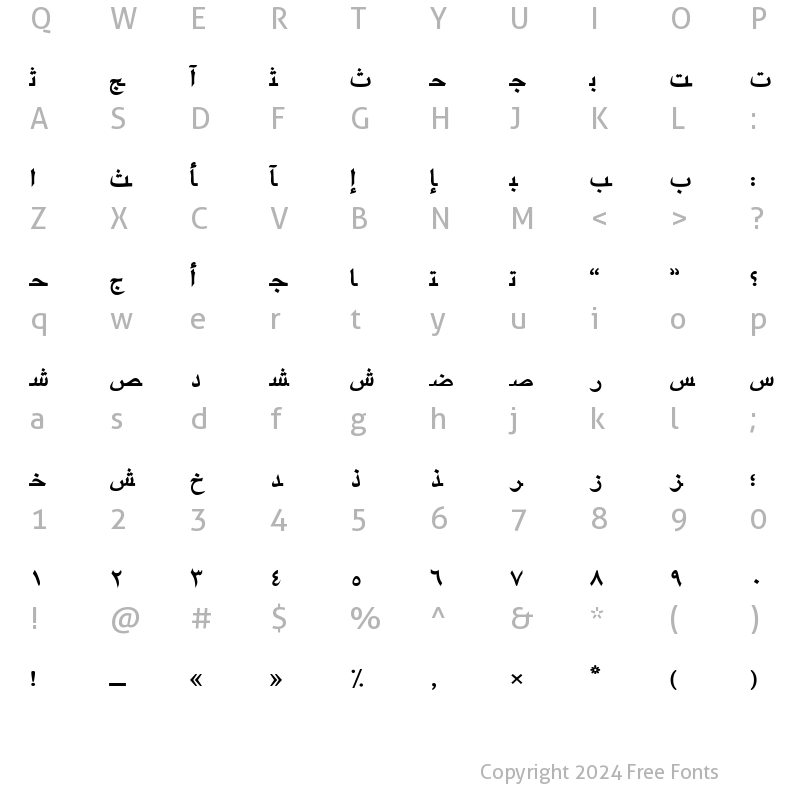 Character Map of ArabicTwo Bold