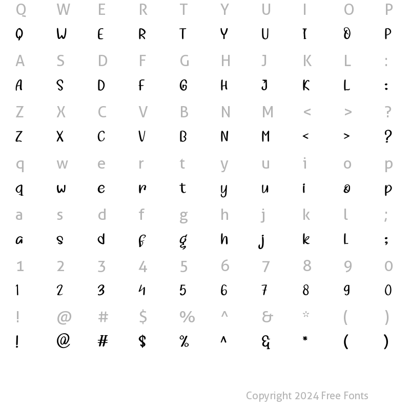 Character Map of Aragel Regular