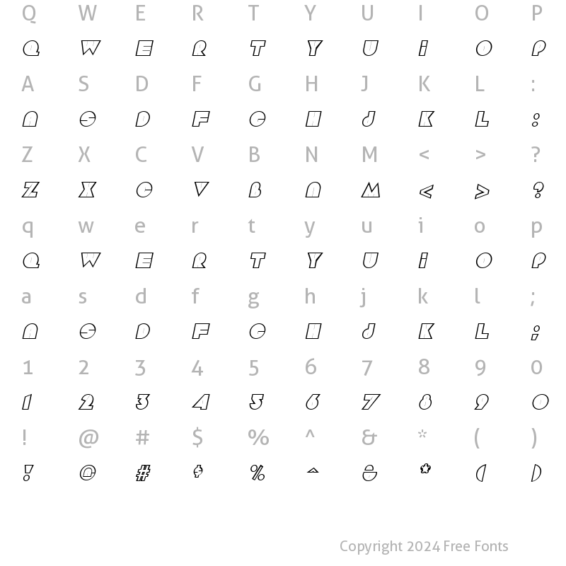 Character Map of Aramis Italic