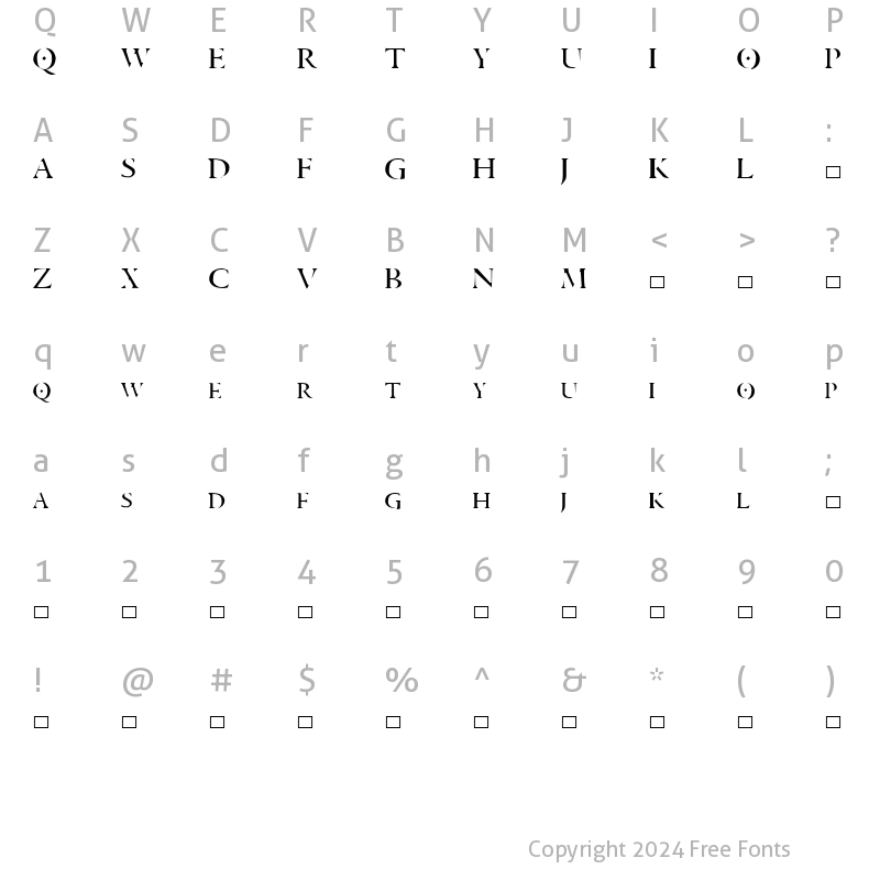 Character Map of Aranea Regular