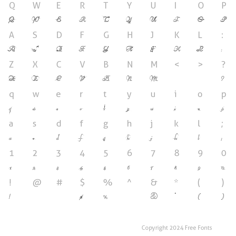 Character Map of AraneaEF Outline Regular