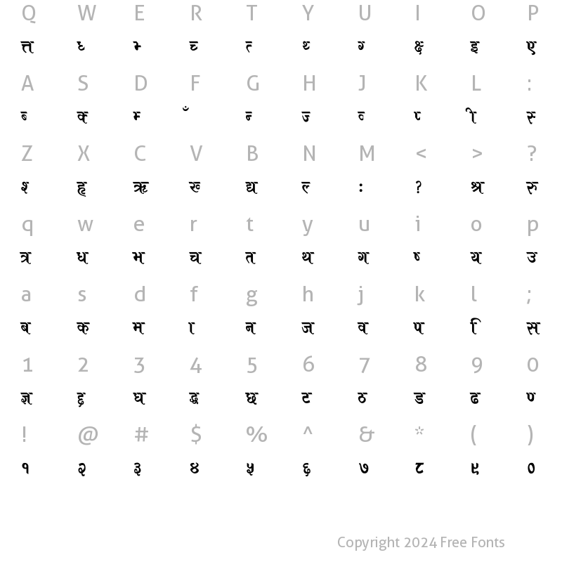 Character Map of ARAP007 Regular