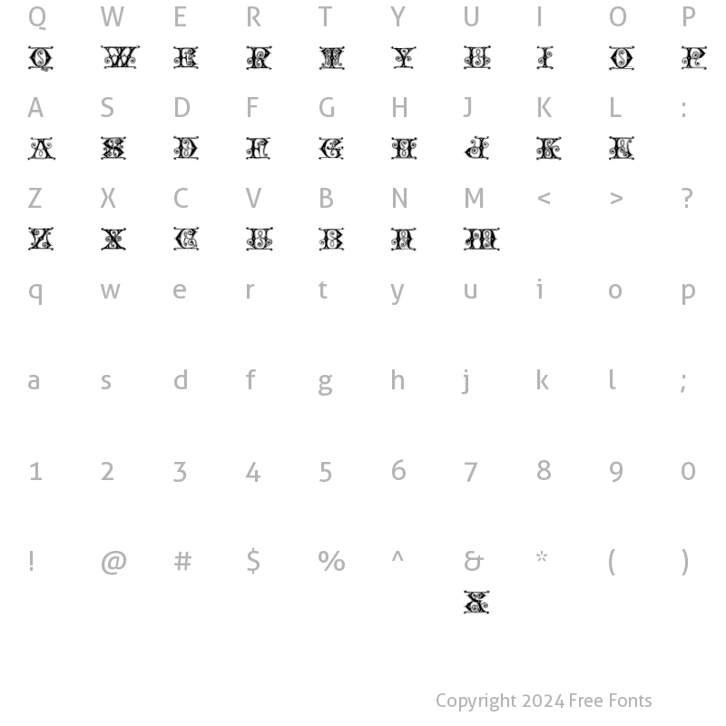 Character Map of Arberth Regular