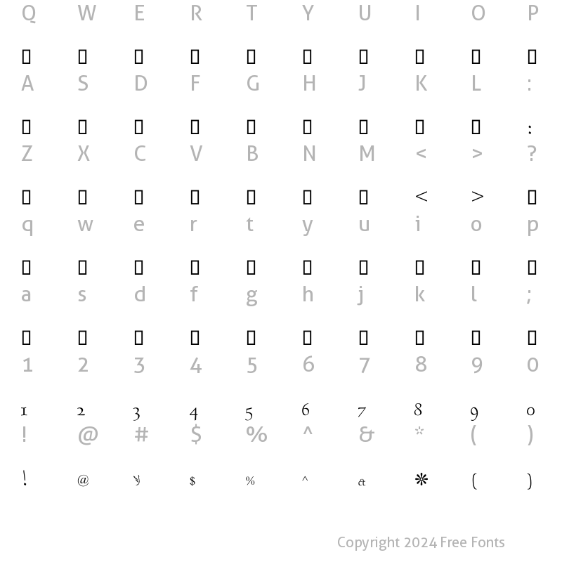 Character Map of arbfonts diwany thuluth Regular