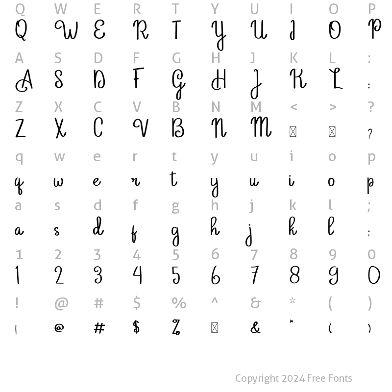 Character Map of Arbiy Regular