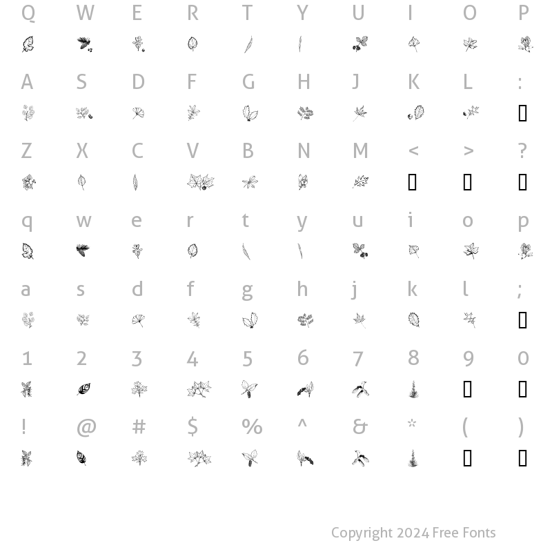 Character Map of ArborisFolium Regular