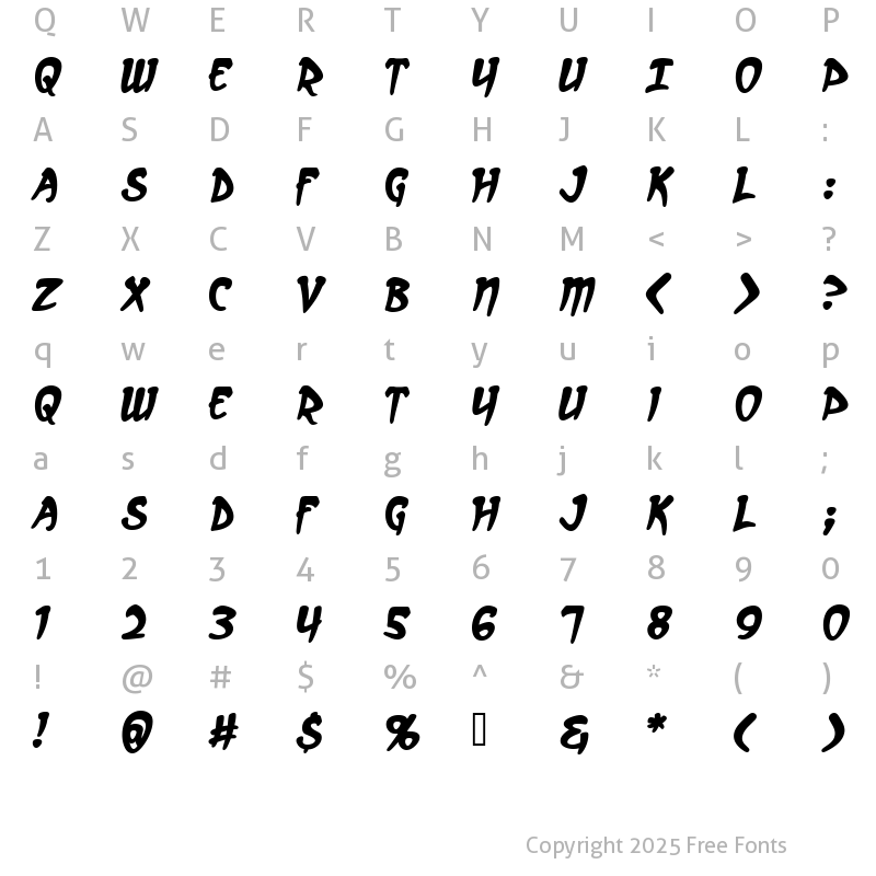 Character Map of Arcanum Bold