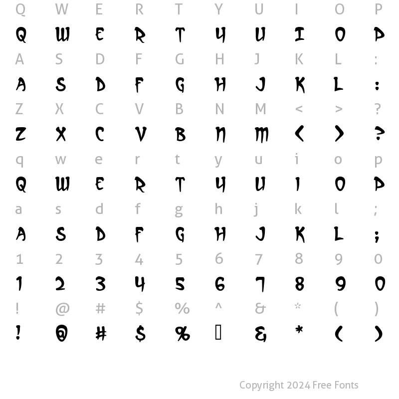 Character Map of Arcanum Regular