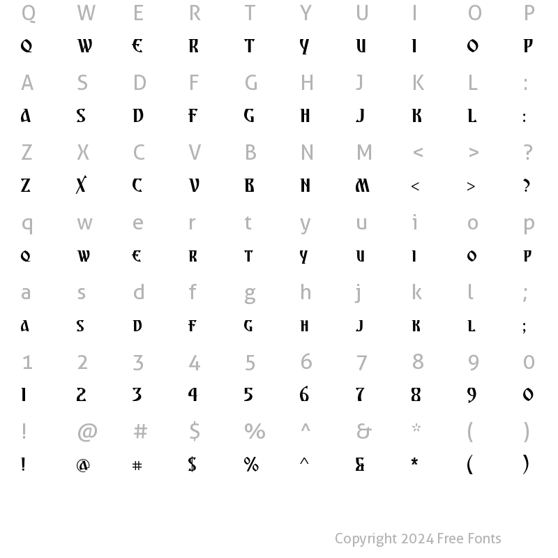 Character Map of Archangel Body Regular