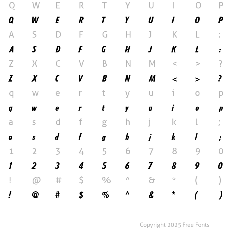 Character Map of ArcheBlackCondSSK Italic