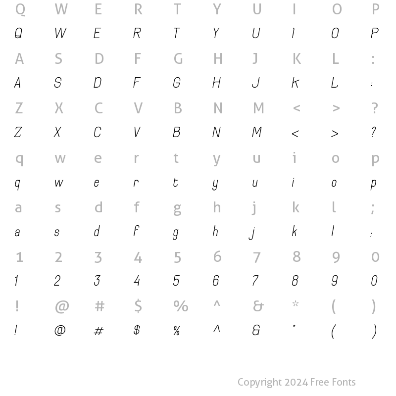 Character Map of Archee Regular