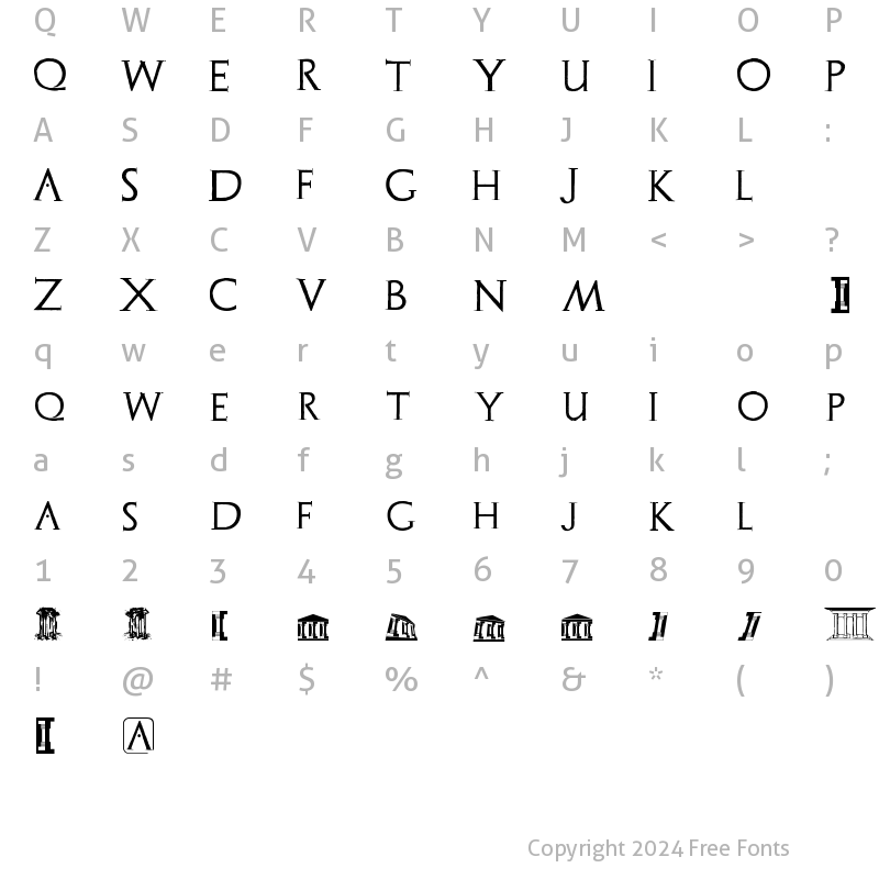 Character Map of Archeologicaps Regular