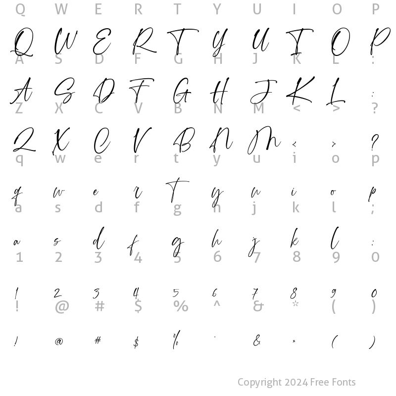 Character Map of Archeology Script Calligraphy Regular