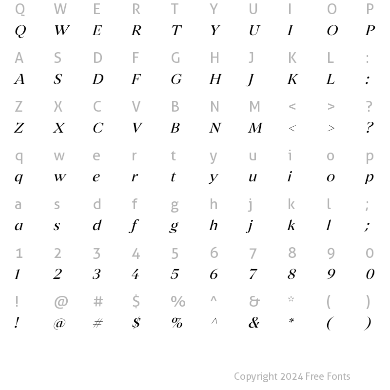 Character Map of Archeron Pro Regular italic