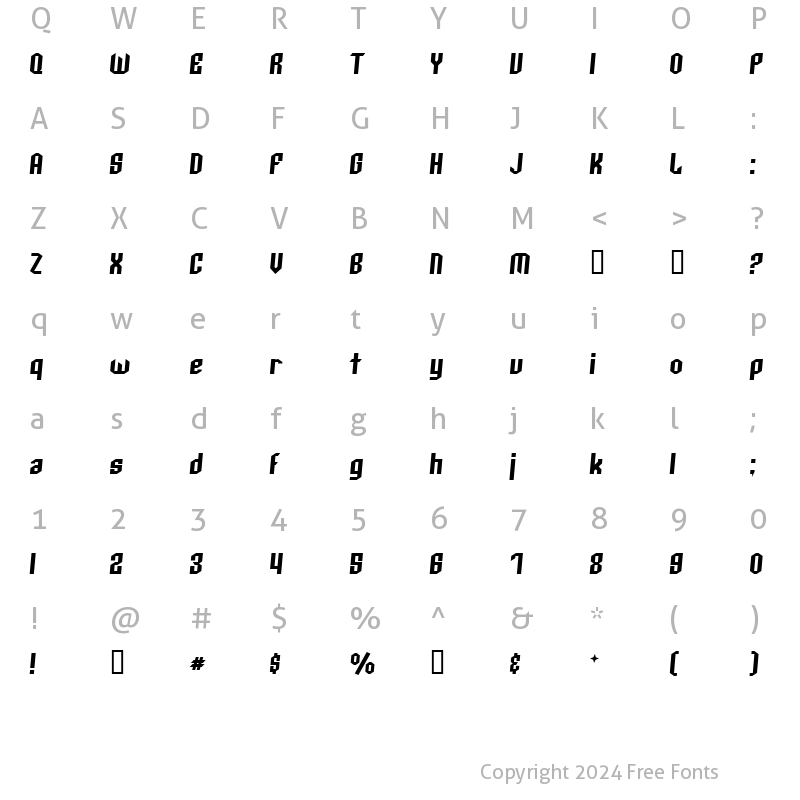 Character Map of Archery Black Italic