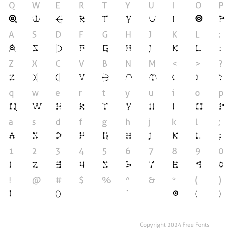 Character Map of ArcheryDisplay Regular