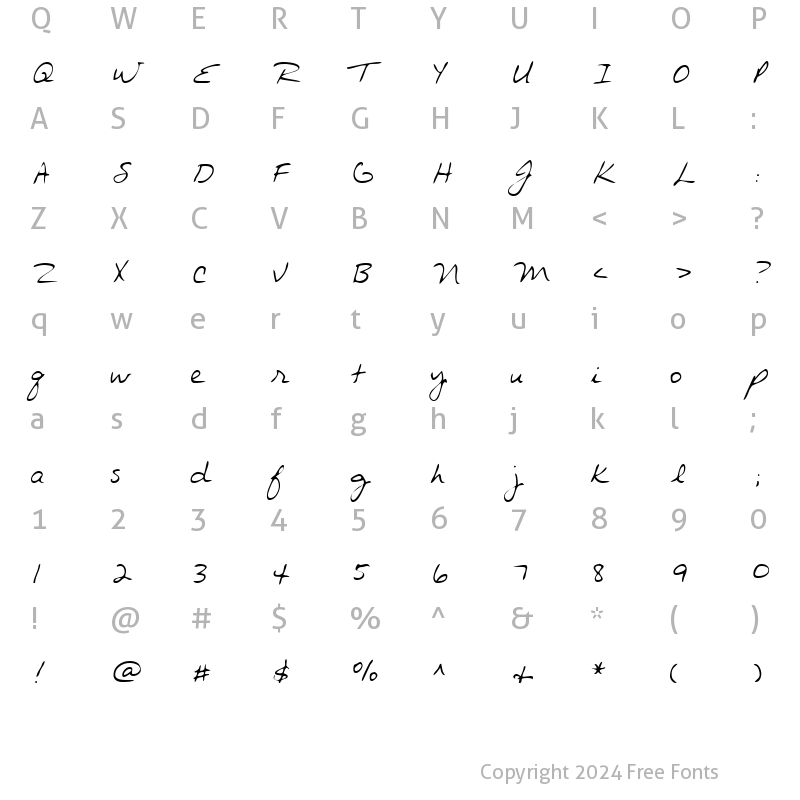 Character Map of ArchiesHand Regular