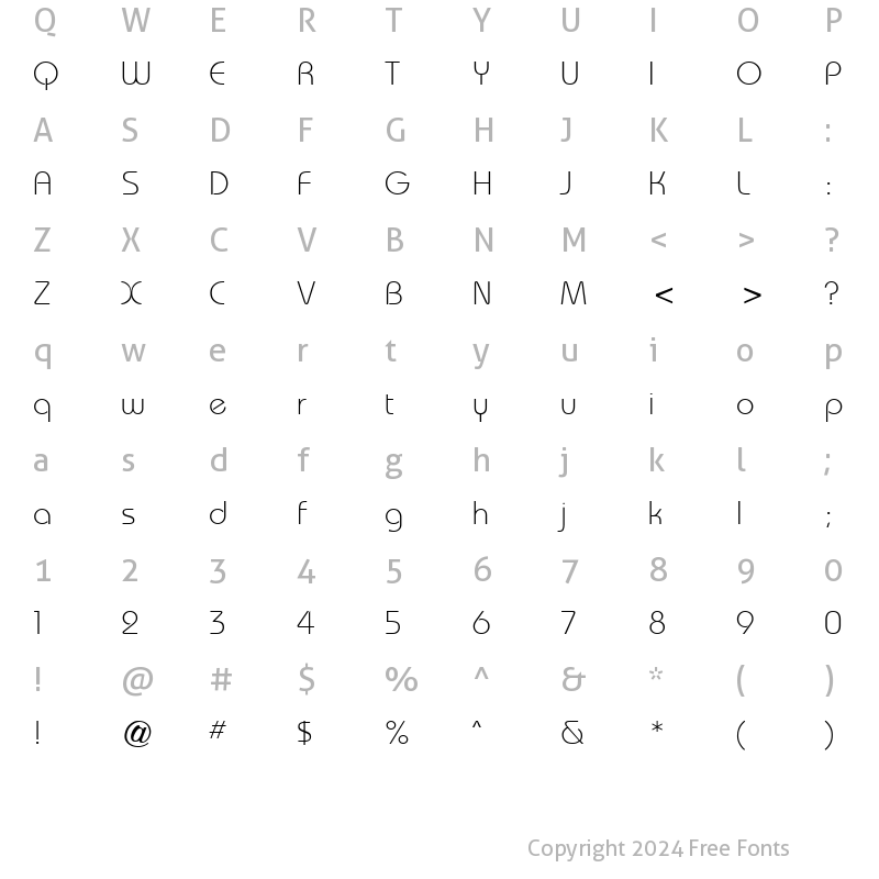 Character Map of Architekt Regular