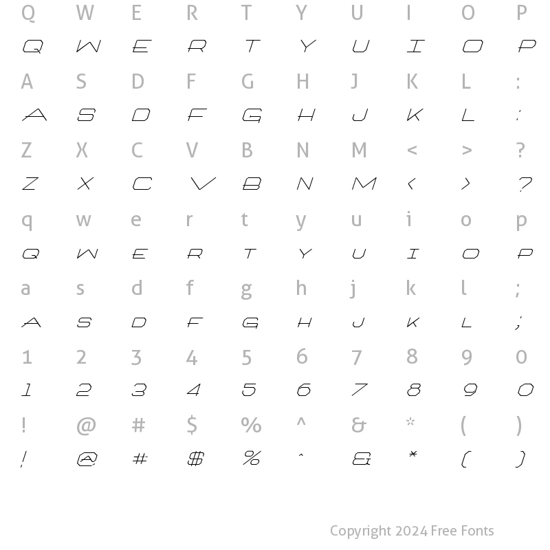 Character Map of Architext Italic