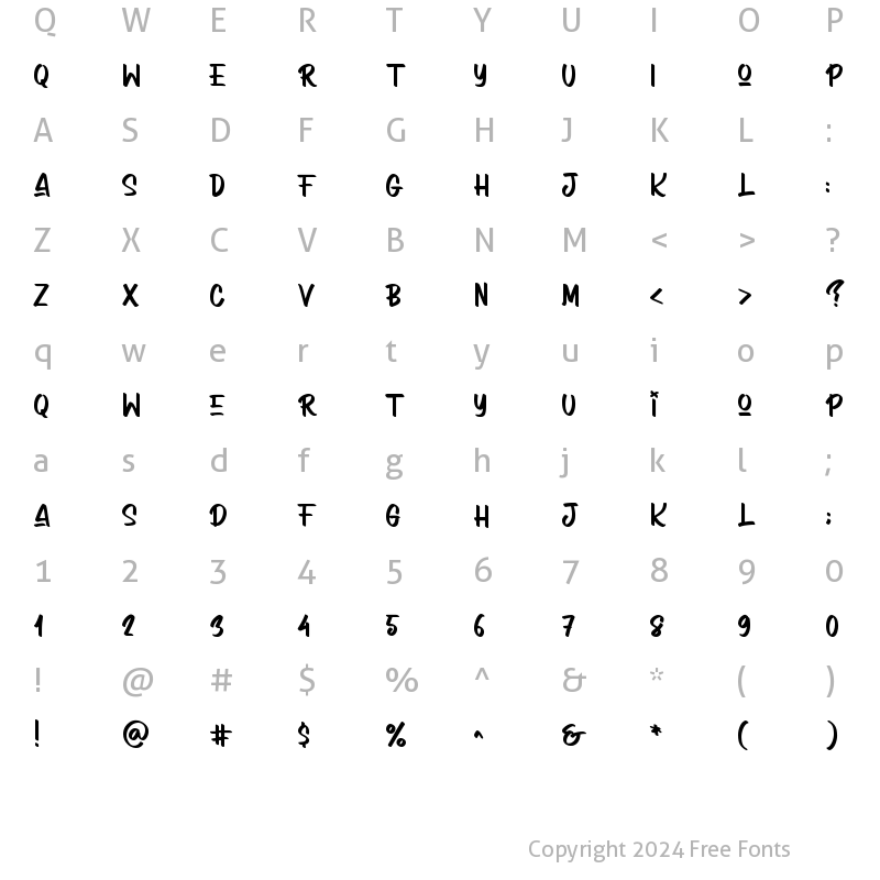 Character Map of Arcinoll Regular