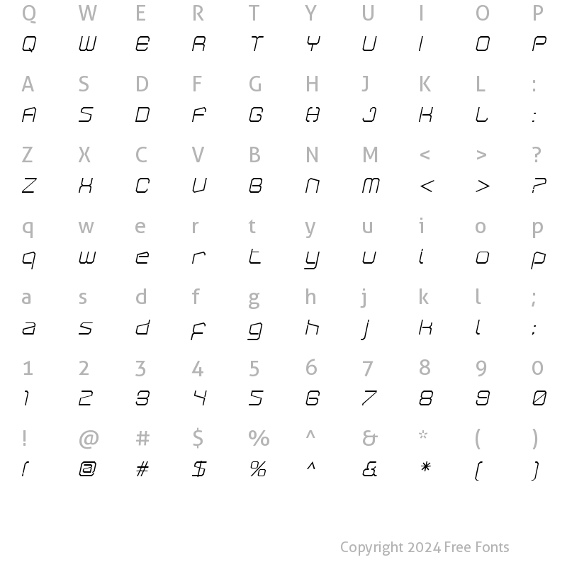 Character Map of ArcticPatrol Italic