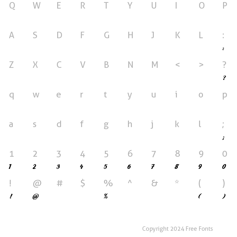 Character Map of Arctika script Regular