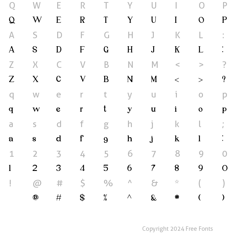 Character Map of Ardegan Regular