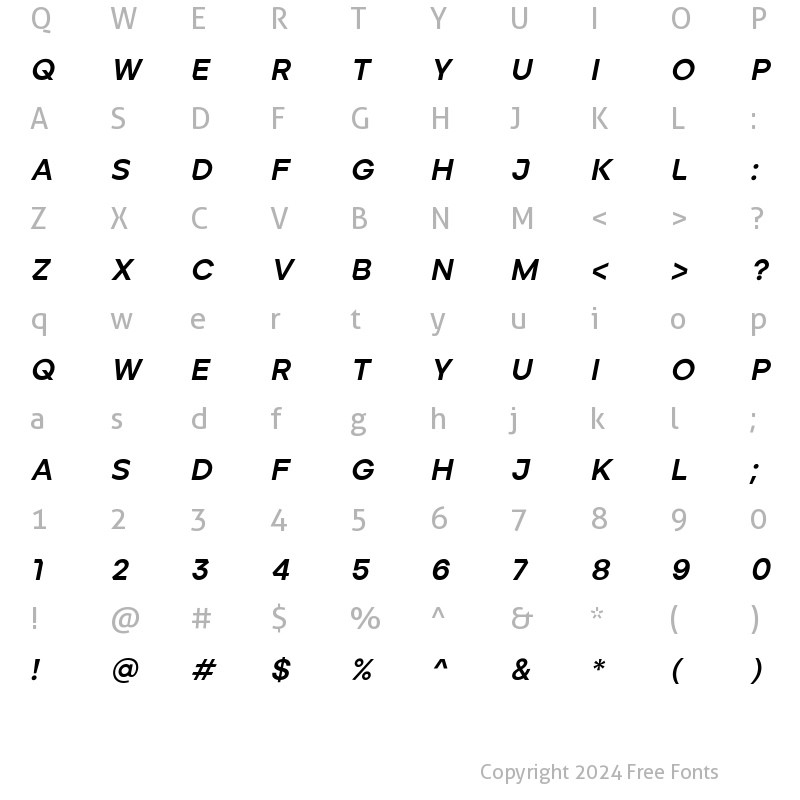 Character Map of ArdelaEdgeX01-ExtraBoldItalic Regular