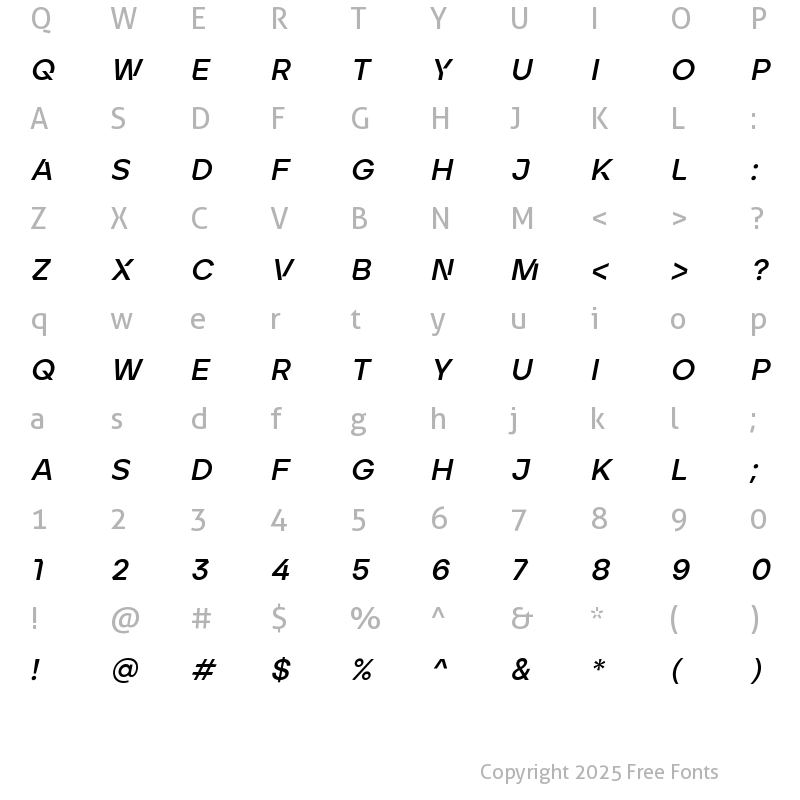 Character Map of ArdelaEdgeX02-BoldItalic Regular