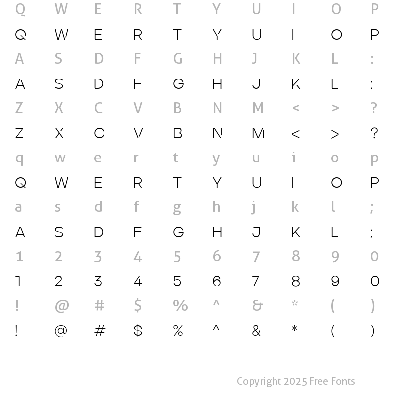 Character Map of ArdelaEdgeX02-Light Regular