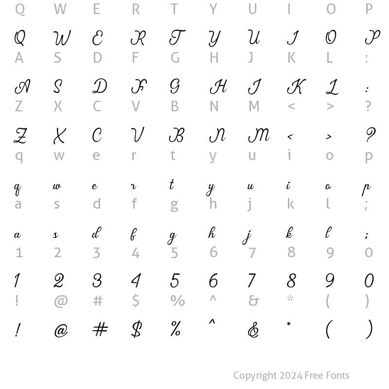 Character Map of Ardila Regular