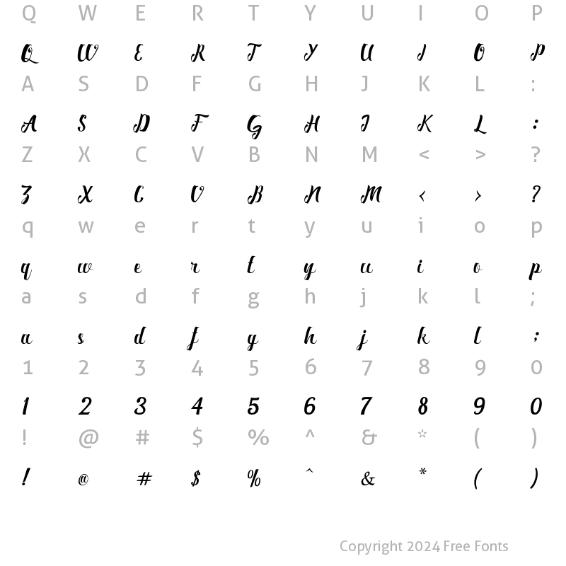 Character Map of Ardina Regular