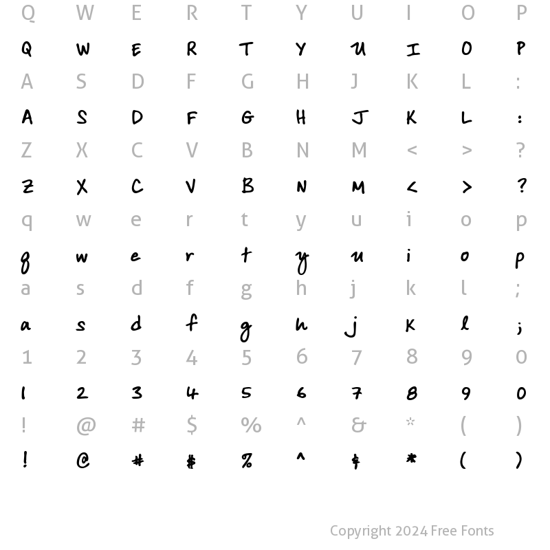 Character Map of ArdleysHand Bold