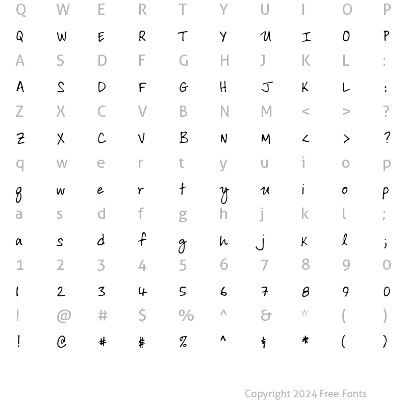 Character Map of ArdleysHand Regular