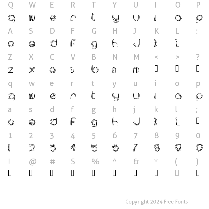 Character Map of area LINEe Regular