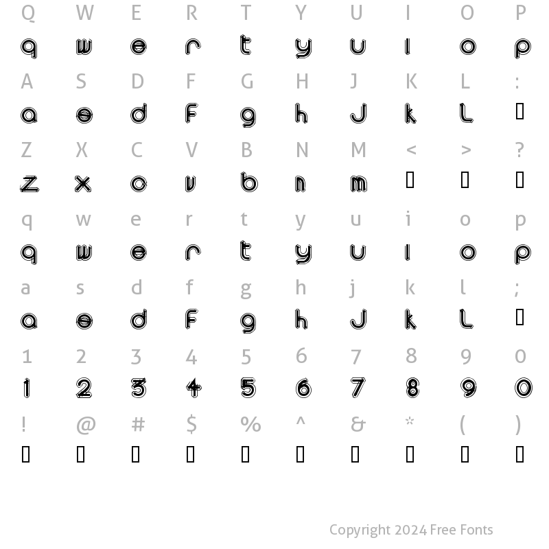 Character Map of area OUTLINEe Regular