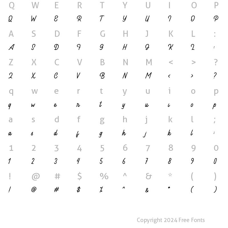 Character Map of Arealand Regular