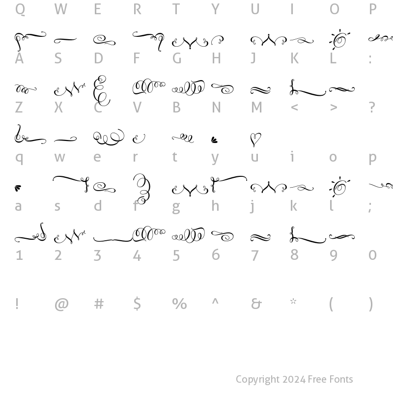 Character Map of Arelina Ornaments Regular