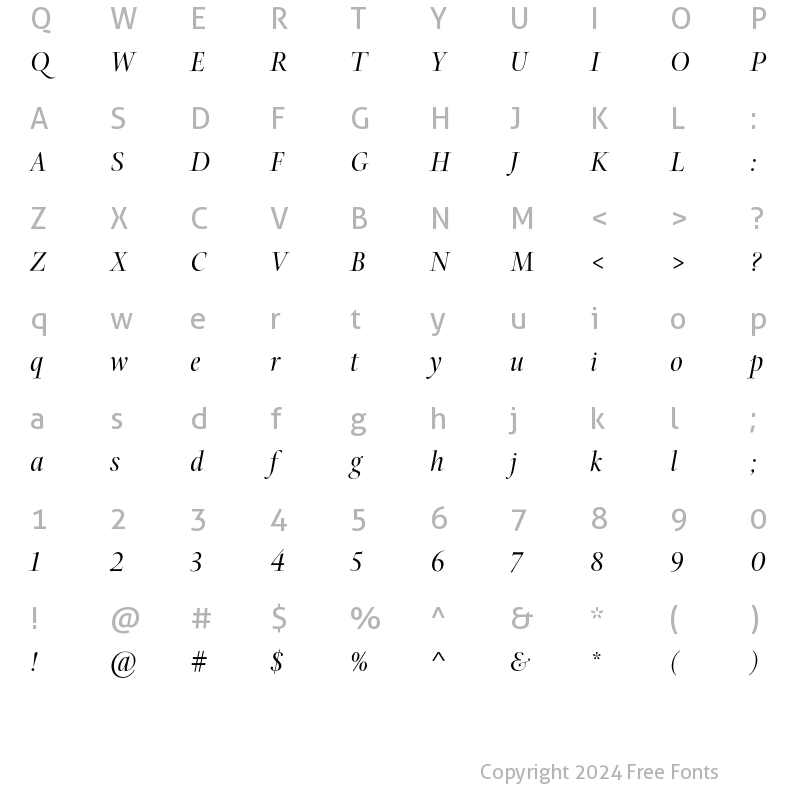 Character Map of Arepo Std Italic