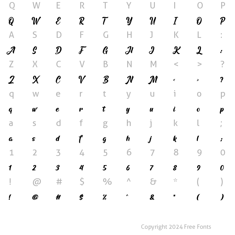 Character Map of Arfelick Feather Regular