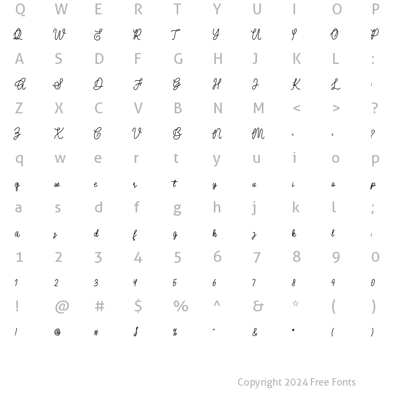 Character Map of Arfellion Regular